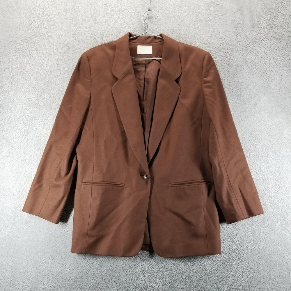 VTG Pendleton Blazer Womens M Brown Wool One Button Lined Made In USA Office